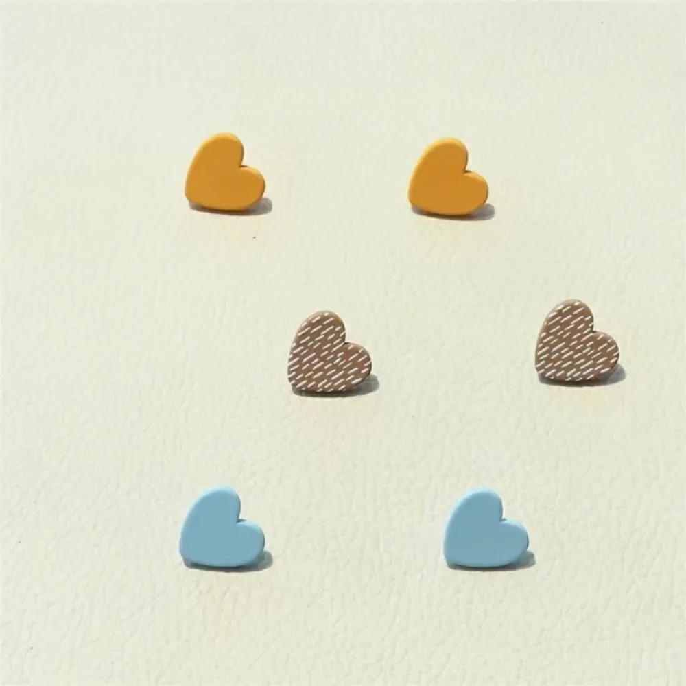✨🤎 Darling BoHo 6 Pairs Heart Shaped Stud Earrings 💛💙  ✨